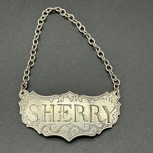 Stieff Pewter Sherry Liquor Bottle Decanter Tag Label Historic Newport Alcohol